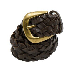 Century Canada Vintage 90s Leather Braided Brown Minimalist Neutral Belt